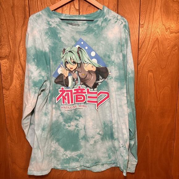 Hatsune Miku Long Sleeve Tie Dye Shirt Vocaloid Anime Graphic Tee Size XL - Picture 3 of 7